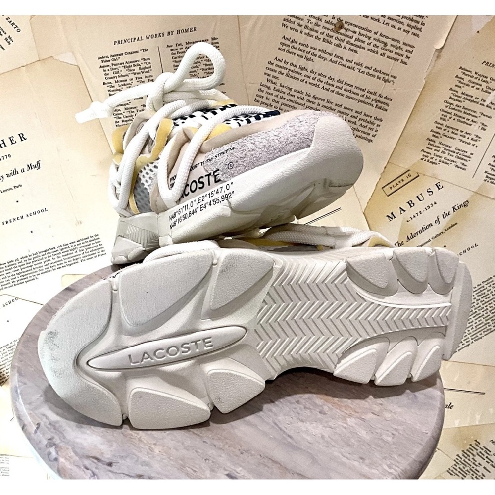 Free People Lacoste L003 Active Runway Sneaker Mixed Material Off White - Picture 7 of 9